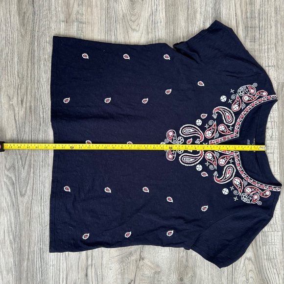 Talbots Navy Embroidered Split Neck Knit Top Sz 3X - Picture 6 of 9
